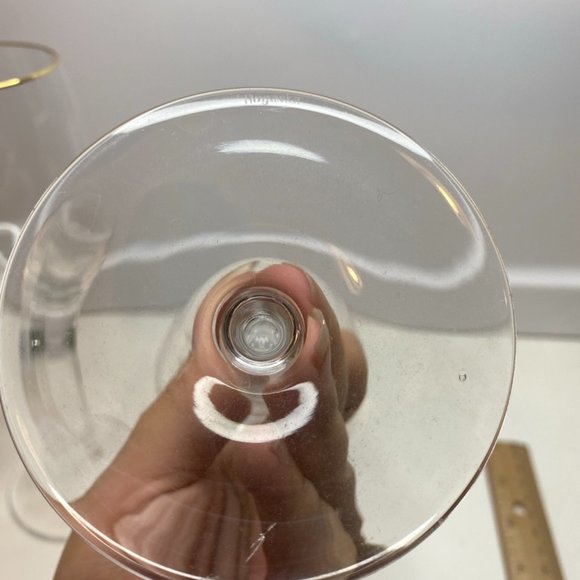 Set Of 2 Rogaska Crystal RGS17 Water Glasses Goblets Vertical Cuts Gold Rim - Picture 8 of 10